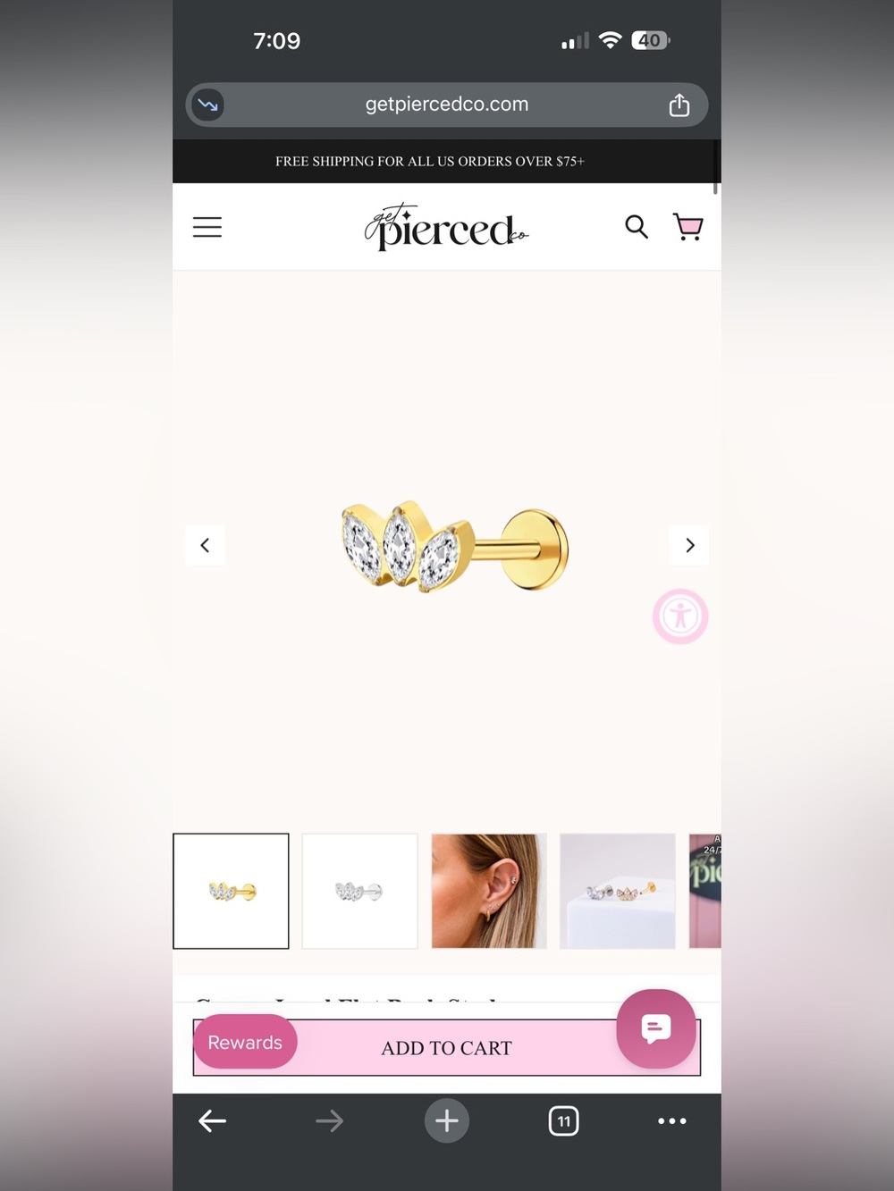 Get Pierced - Crown Jewel Flat Back Stud